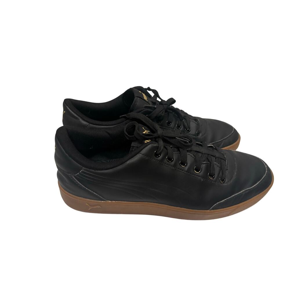Puma Black Leather Sneakers Gum Sole Low Top Shoes Mens Size 14